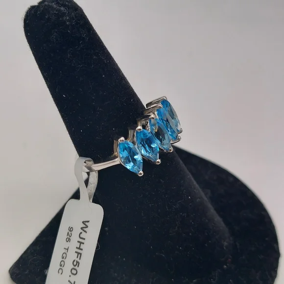 NWT 925 Swiss Blue Topaz sz7 Ring, Anabella Collection, has Cert Of Authenticity - Picture 6 of 16